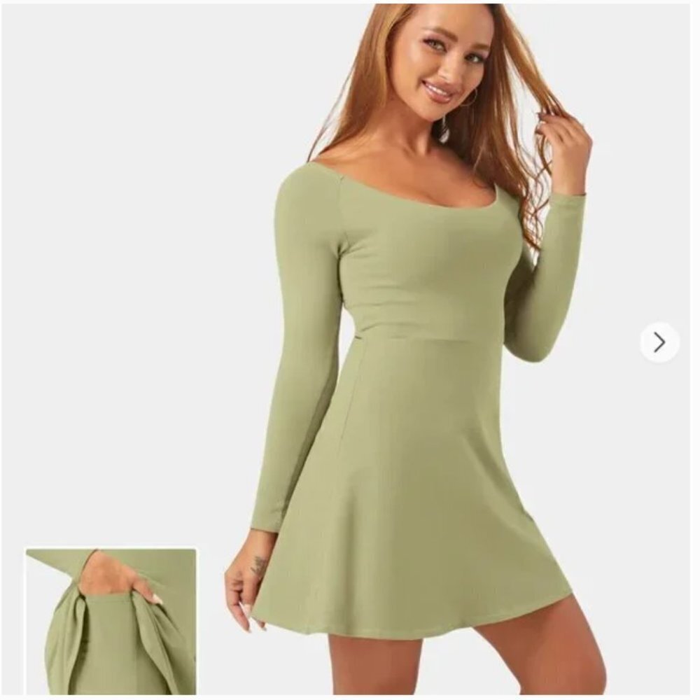 Halara Women's Misty Mossy Green Everyday‎ 2-in-1 Activity Dress-First Class M